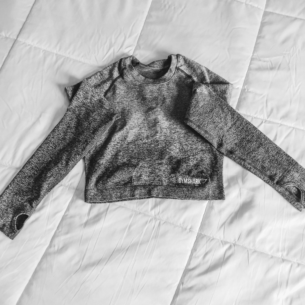 Gymshark Ombré Seamless Long Sleeve Crop Top Grey